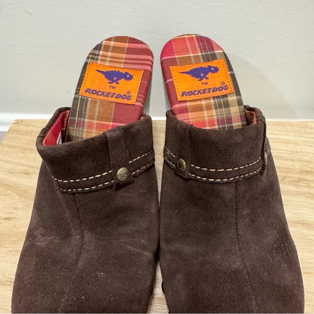 Rocket Dog Dark Brown Y2K Slip On Mule Wedge Heels 6 - Picture 5 of 7